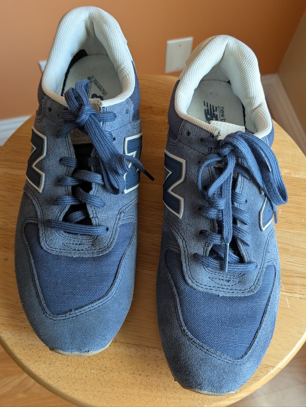 New Balance 596 Women’s Blue Suede Sneakers with Cream Soles WL696BN Running